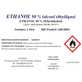 Alcool éthylique dénaturé (incolore) min 98 % ( C2H6O ) 