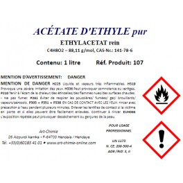 Acétate d'éthyle pour analyse ( C4H8O2 ) min. 99,4%