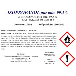 Alcool isopropylique pur (C3H8O) min 99,5 % - Isopropanol - 2-propanol