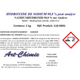 Hydroxyde de sodium pour analyse (NaOH) min. 98,8 % - Soude caustique