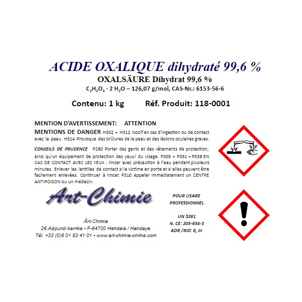 Acide oxalique dihydraté ( C2H204 x 2H2O ) min. 99,6 %