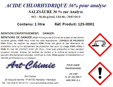Acide chlorhydrique - Qualité pro - Meilleurs prix et livraison rapide