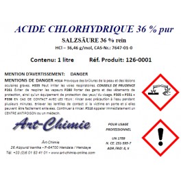 Acide chlorhydrique - pur (HCl) min. 36% - acide muriatique