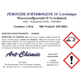 Peroxyde d'hydrogène - technique (H2O2) à 10%- Eau oxygénée 34 volumes