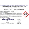 Acide phosphorique pour analyse, qualité alimentaire E-338 (H3PO4) min. 20 % 