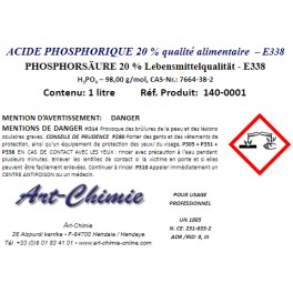 Acide phosphorique - (H3PO4) à 20 %, qualité alimentaire - E-338 