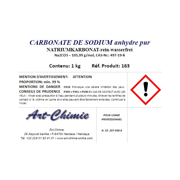Carbonate De Sodium (cristaux De Soude) - 500 G, Poudre Blanche, Forme Pentahydratée, Pour Nettoyage, Bricolage Ou Artisanat
