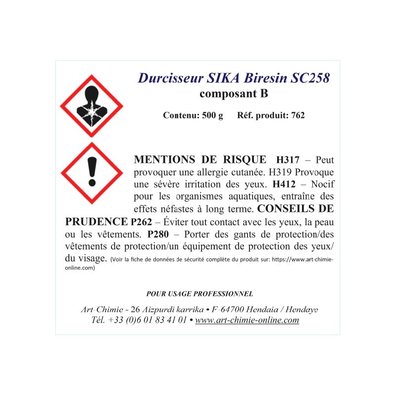 Durcisseur SIKA Biresin SC258 composant B (pour Pâte époxy SIKA Biresin SC258 )